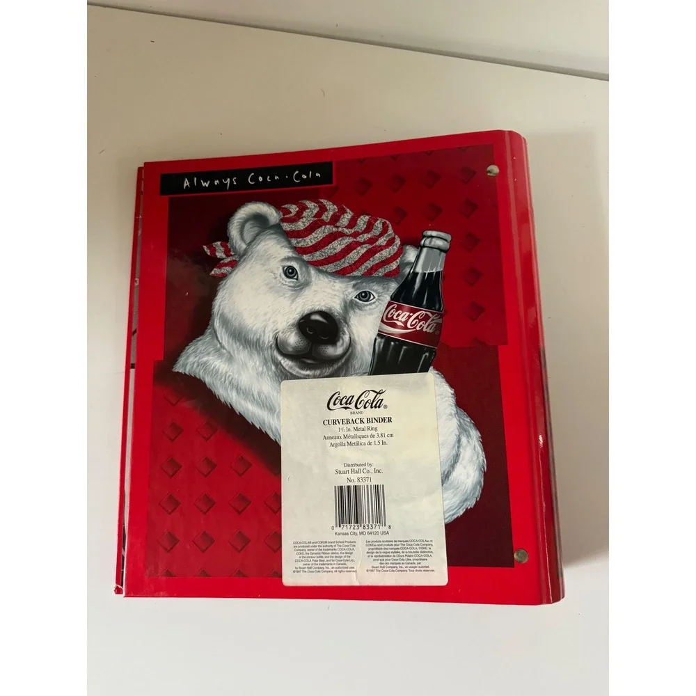 Vintage 1997 Coca-Cola Polar Bear 1.5 Inch Ring Binders Set of 2 Stuart Hall